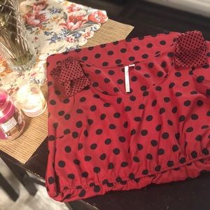 Red polka dot dress